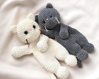 Cat Snuggler Crochet Pattern PDF, Cute Amigurumi Kitty Lovey, Soft Cuddle Kitten Toy for Kids, Easy Crochet Plush Pattern