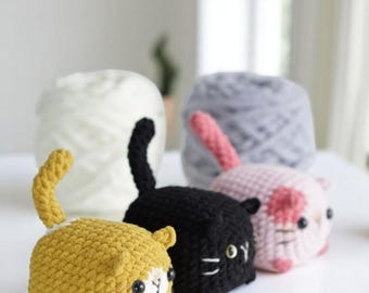 No-Sew 3in1 Loaf Cat Crochet Pattern Bundle, Amigurumi Plush Toy Set, PDF in English, Deutsch, Français, Español, Português