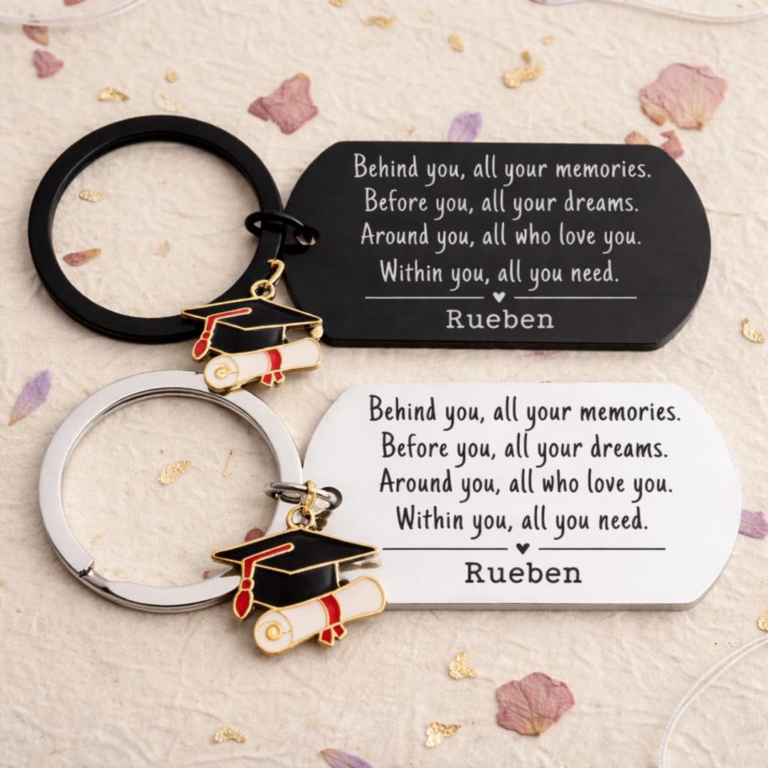 Personalized Graduation Keychain, Custom Name Graduate Gift, Class of ...