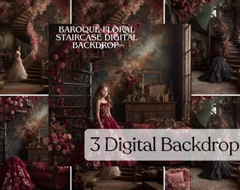 Digitaler Hintergrund Kulisse Blumenhochzeit 3 JPEGs