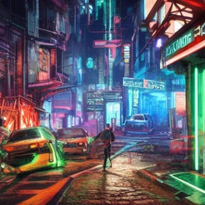 Neon Chaos | Cyberpunk Streetlife Art | Futuristic Neon City