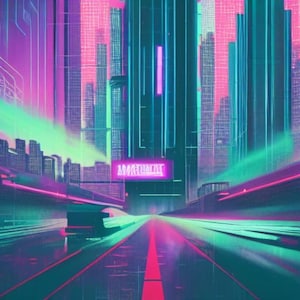Neon Skyline Rush | Futuristic Cyberpunk Cityscape with Glowing Buildings and Neon Lights