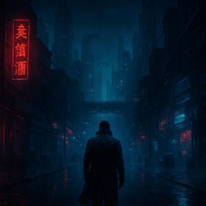 Cyberpunk Noir: Lonely Streets | Futuristic Urban Art Print | Dark Cityscape Poster | Cyberpunk Wall Art for Home Decor