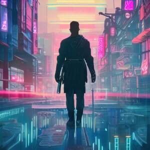 Cyberpunk Shadowwalker | Futuristic Urban Art Print | Neon Cityscape Poster | Cyberpunk Wall Art for Home Decor