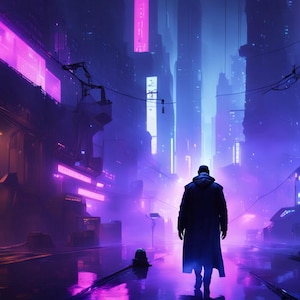 Cyberpunk Solitude | Neon Cityscape Art Print | Futuristic Wall Art | Cyberpunk Poster for Home Decor