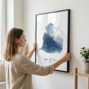 Lake St.Clair Depth Map, Digital Download, Lake House Gift, Coordinates Map Poster, Anniversary Gift, Minimalist Print, Printable Wall Art image 7
