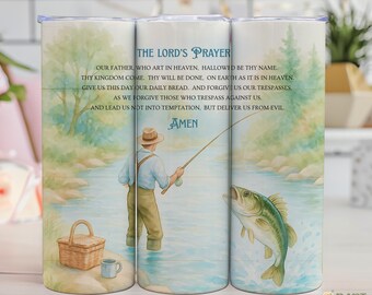 Lord's Prayer Becher PNG: Christliches Angeln Papa Geschenk (Digitaler Download)