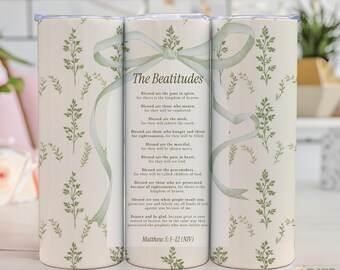 Beatitudes Tumbler Wrap PNG: Bible Verse Sublimation Design (Digital Download)