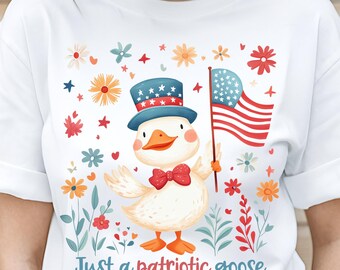 Patriotic Goose PNG: 4th of July T-Shirt Design (Digital Download)