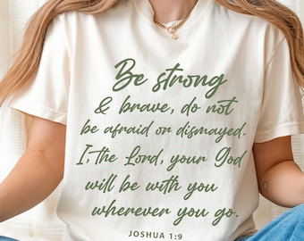 T-shirtontwerp Joshua 1:9 Be Strong and Brave | Directe png-bestand downloaden voor christelijk geloof