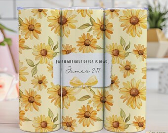 Floral Christian Tumbler Design: Bible Verse 20 oz Skinny Tumbler (PNG)
