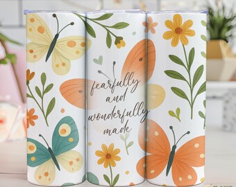 Floral Butterfly Tumbler Wrap: Christian Mom Gift (PNG Digital Download)