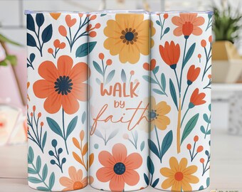 Floral Glaube Tumbler Wrap: Christliche Mutter Geschenk (PNG Digital Download)