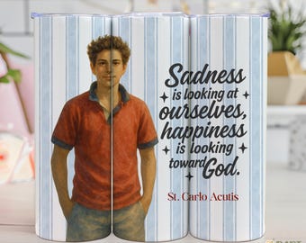 Saint Carlo Acutis Tumbler Wrap: Katholische Jugend Sublimationsdesign (PNG Digital Download)