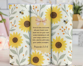 Sunflower Bible Verse Tumbler PNG: Christian Mom Gift (Digital Download)