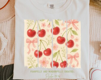 Kirschen Shirt PNG, Frucht des Geistes, christliche Mutter Shirt Geschenk, Bibel Vers Pinselstrich, wunderliches Kokette Tshirt, trendiger Sommer Stil