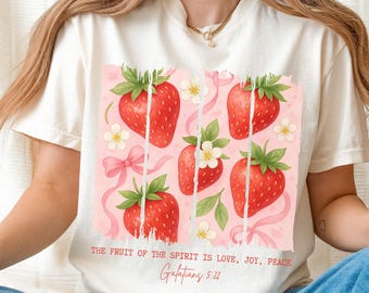 Erdbeer Shirt PNG: Frucht des Geistes, christliches T-Shirt (digitaler Download)