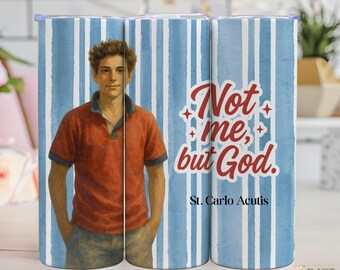 Saint Carlo Acutis Tumbler Wrap: Katholische Jugend Sublimationsdesign (PNG Digital Download)