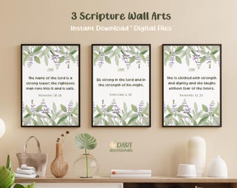 Watercolor Scripture Wall Art Set: Christian Home Decor (Digital Download)