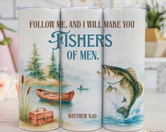 Fischer der Männer Tumbler PNG: Christliche Bibel Vers Sublimation (Digitaler Download)