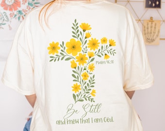 Blumenkreuz christliches Shirt PNG: Bibel-Vers-Sublimationsdesign (digitaler Download)