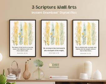 Watercolor Scripture Wall Art Set: Christian Home Decor (Digital Download)