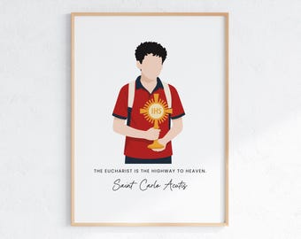 Saint Carlo Acutis-print: katholieke tienerkamerdecoratie (digitale download)