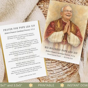 Immagine di preghiera di Papa Leone XIV, Nuovo Papa 2025 stampabile, Download digitale cattolico, Ricordo del Papato del Santo Padre, Regali per cattolici, Studio della Bibbia