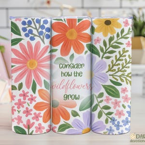Floral Faith Tumbler PNG: Christian Mom Gift, Wildflower Design (Digital Download)