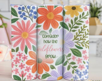 Floral Glaube Becher PNG: Christliche Mutter Geschenk, Wildblumen Design (Digitaler Download)