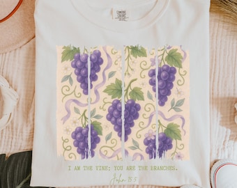 Grape Vine Christian Shirt PNG, John 15:5 Bible Verse (Digital Download)