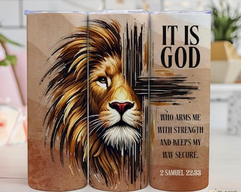 Man of Faith-beker PNG: sublimatie bijbelvers leeuw (digitale download)