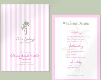 Palm Springs Bachelorette Party Itinerary Template | Desert Weekend Invitation (Digital Download)