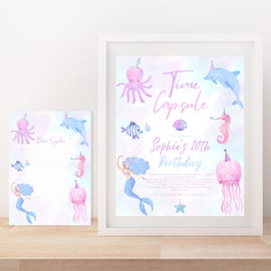 Editable Oneder the Sea Birthday Time Capsule Sign and Message Card Template | 1st Birthday Decor |Under the Sea Birthday | Mermaid Birthday