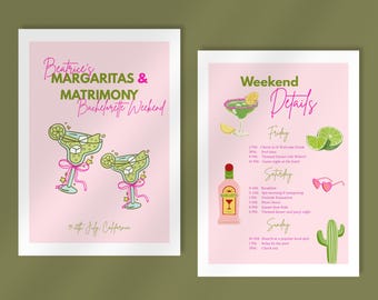 Margs & Matrimony Brautjungfern Reiseplan Vorlage: Bearbeitbare Canva-Einladung (Digitaler Download, 5 x 7 Zoll)
