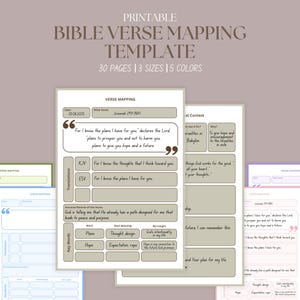 Bible Verse Mapping Printable | Digital Bible Verse Mapping Journal | Bible Study Guide and Template | Bible Journaling | Bible Note Tools