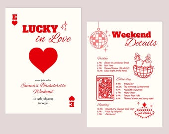 Las Vegas Bachelorette Itinerary Template | Lucky in Love (Canva Digital Download)