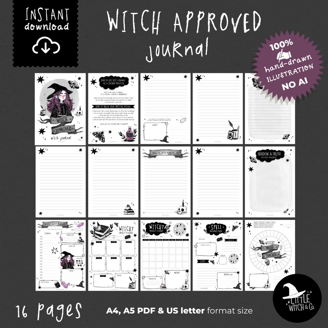 Witch Approved Journal: Printable Grimoire Pages for Shadow Work (A4 ...