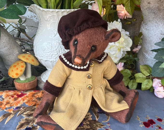 Clarissa - 12 inch mid brown mohair bear