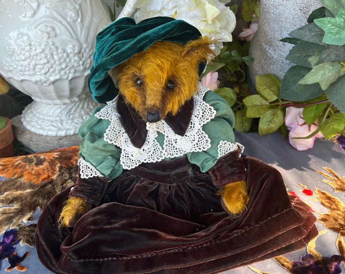 Lady Priscilla  - 11 inch cinnamon German mohair lady bear