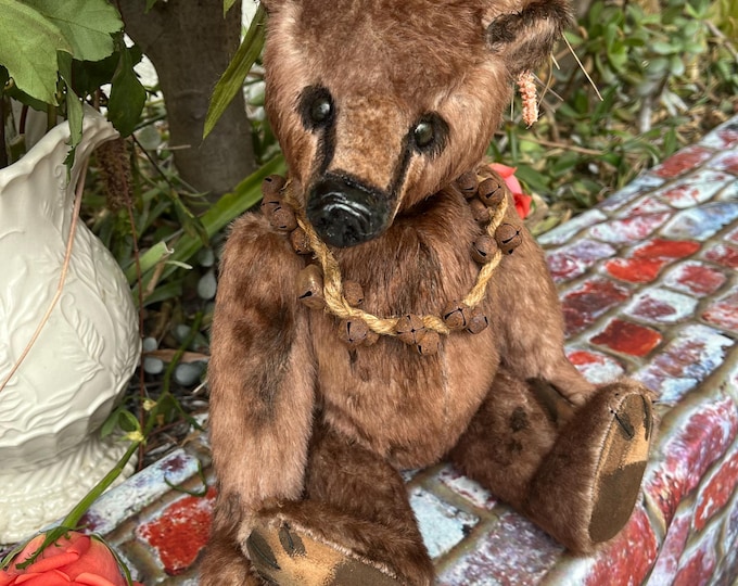 Kobe - 14 inch dense caramel mohair wild bear