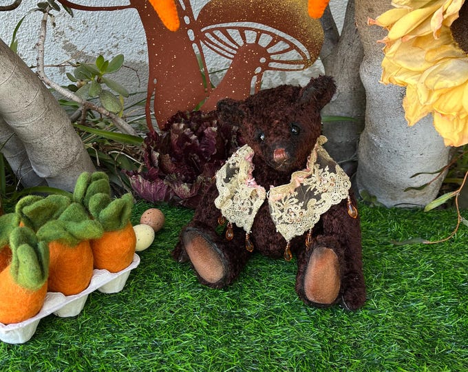 Briana  - 12 inch brown chenille bear
