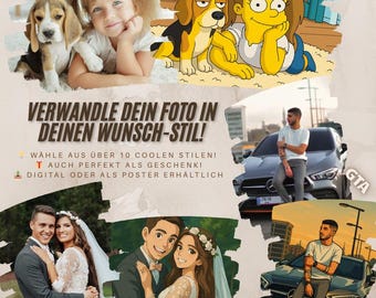 Twoje zdjęcie jako dzieło sztucznej inteligencji – Wybierz swój styl (Simpsonowie, Barbie, GTA, akwarela i inne) | Cyfrowy (opcje plakatów zostaną udostępnione później)