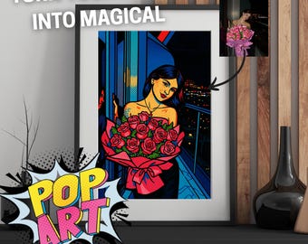 Twoje zdjęcie jako dzieło sztuki pop – kolorowy portret AI w stylu komiksowym | Cyfrowo lub jako plakat