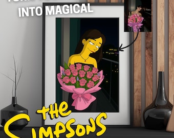 Twoje zdjęcie w stylu Simpsonów – spersonalizowany portret z kreskówki | Cyfrowo lub jako plakat z ramą
