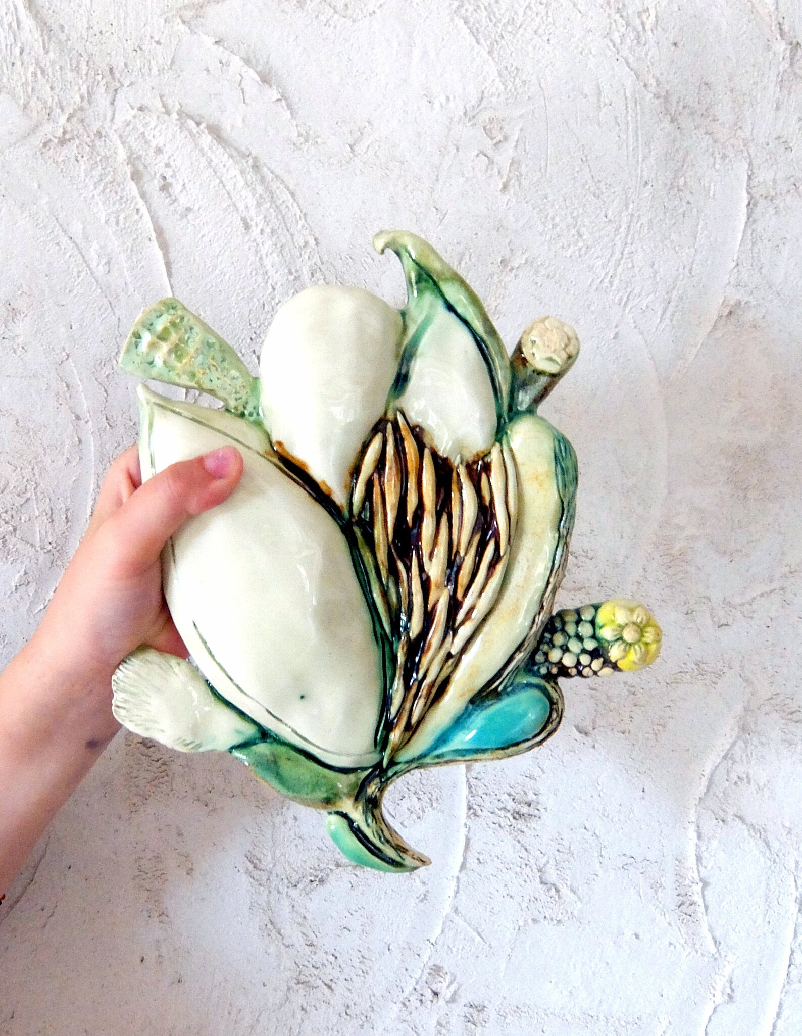 Decoratyve Ceramic Flower Ceramic Wall Art Flowers Wall Etsy