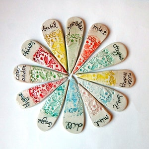 Herb Marker Garden Stake, Plant Marker Ceramic, Ceramic Plant Name Stakes, Plant Labels, Gardening Gifts, Kitchen Herb Markers