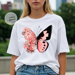 Butterfly Floral Shirt | Butterfly T-Shirt | Butterfly Graphic Shirt | Gift For Her | Flowers Gift T-Shirt | Botanical Tee | Butterfly Gift