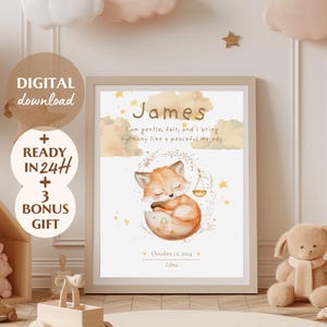 Póster imprimible de carta astral, regalo de signo del zodíaco, estilo bohemio, regalo astrológico personalizado para niños, arte mural