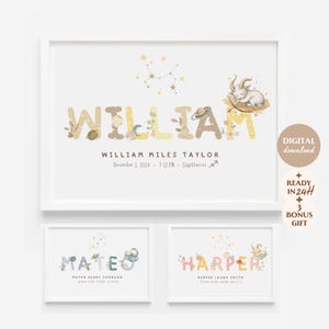 Regalo astrológico personalizado para niños, Póster imprimible de carta natal, Estilo bohemio, Regalo de signo del zodíaco, Arte mural